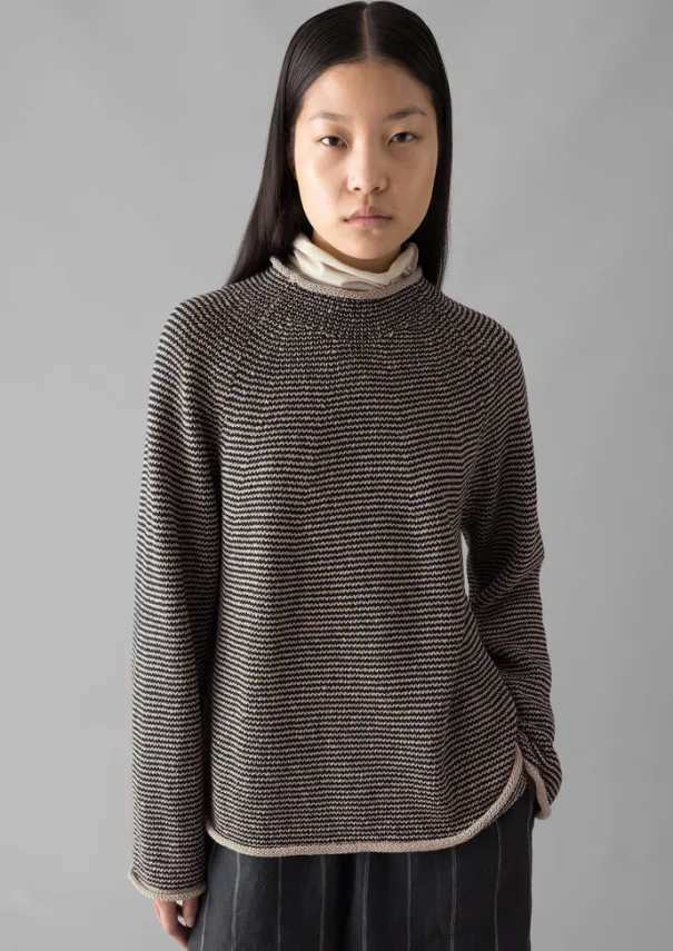 Sale Stripe Linen Cotton Sweater Women Linen|Jersey