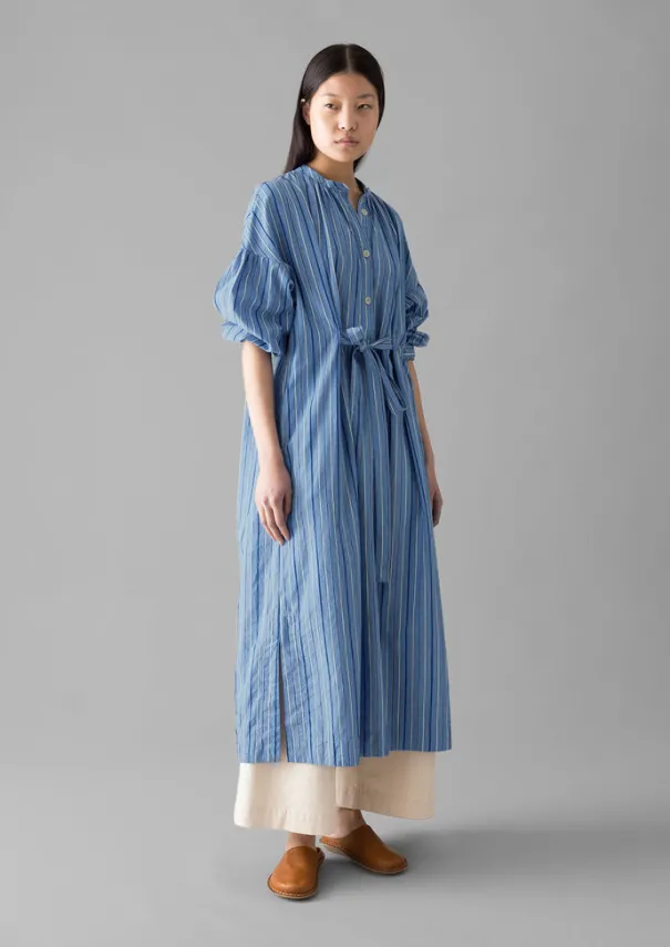 Sale Stripe Poplin Gathered Dress Women Dresses