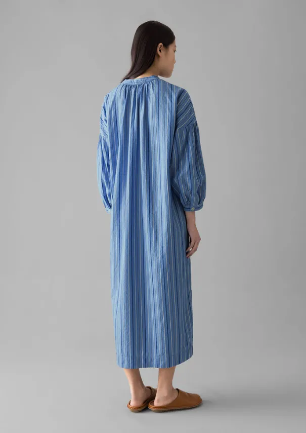 Sale Stripe Poplin Gathered Dress Women Dresses