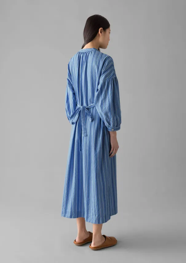 Sale Stripe Poplin Gathered Dress Women Dresses