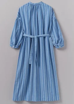 Sale Stripe Poplin Gathered Dress Women Dresses