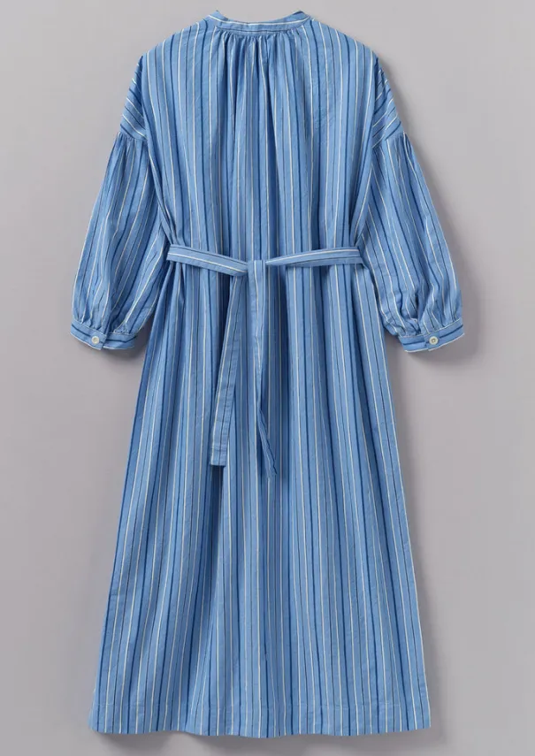 Sale Stripe Poplin Gathered Dress Women Dresses