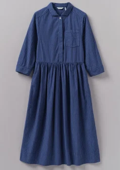 Outlet Stripe Poplin Shirt Dress Women Dresses