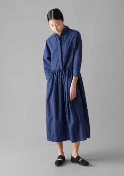 Outlet Stripe Poplin Shirt Dress Women Dresses