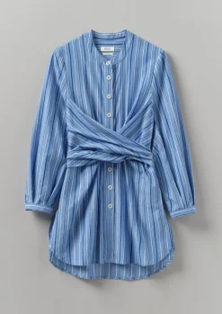 Discount Stripe Poplin Wrap Front Shirt Women Tops & Tees