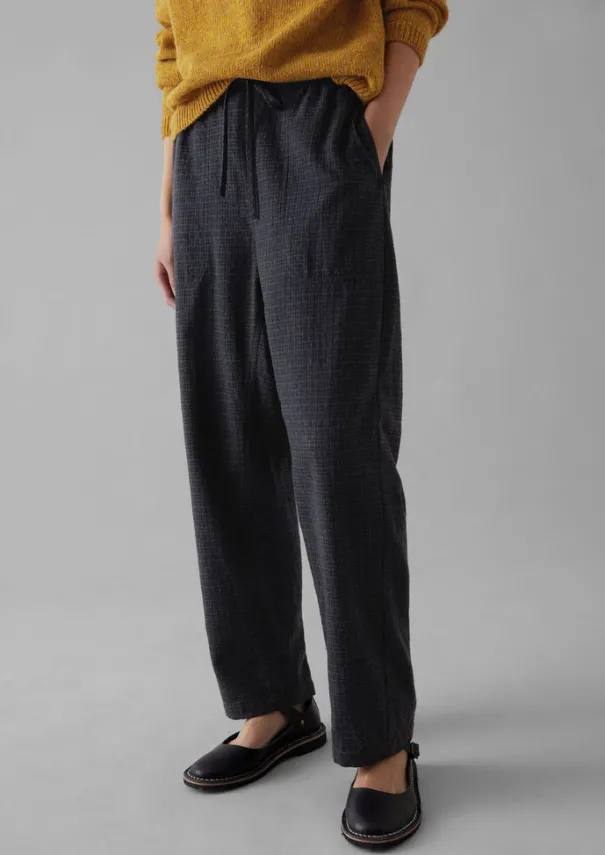 Best Suki Wool Cotton Seersucker Check Trousers Women Trousers
