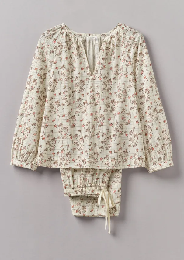 Clearance Trellis Floral Block Print Pyjamas Women Nightwear