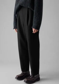 Clearance Wool Flannel Pleat Front Trousers Women Trousers