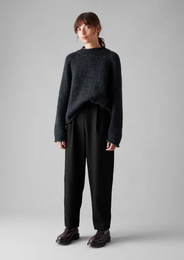Clearance Wool Flannel Pleat Front Trousers Women Trousers