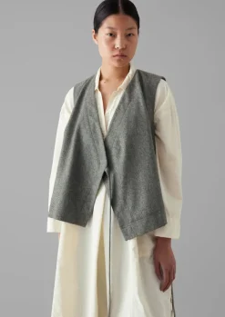 Wool Flannel Sleeveless Jacket Women Coats & Jackets