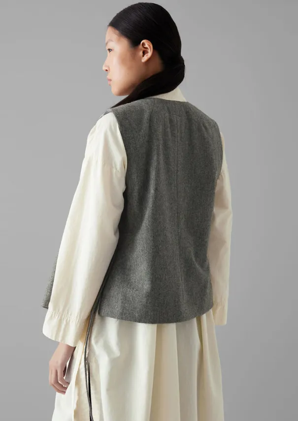Wool Flannel Sleeveless Jacket Women Coats & Jackets